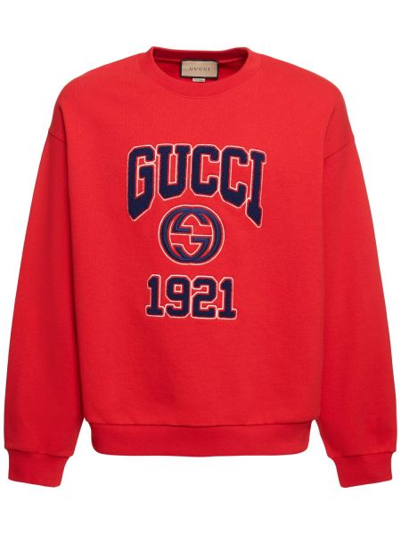Pamučna hoodie bez kapuljače Gucci crvena