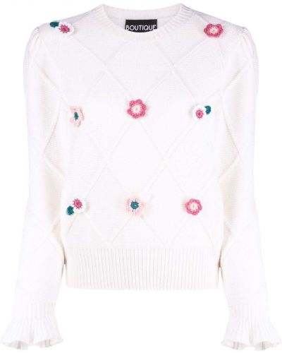 Jersey de flores de tela jersey con apliques Boutique Moschino blanco
