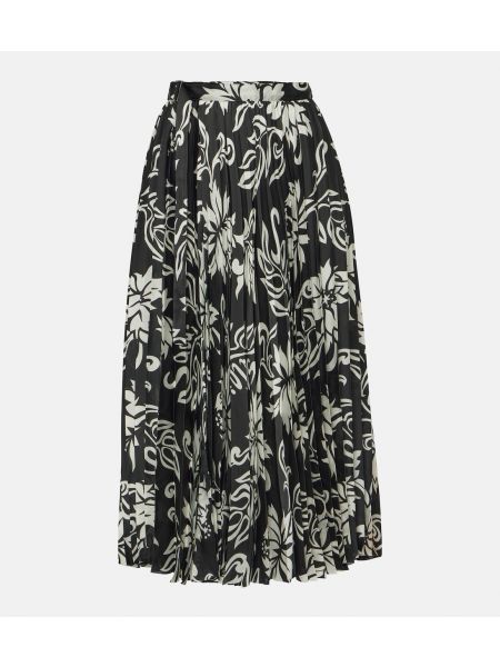 Плиссированная юбка миди с цветочным принтом Sacai черный
