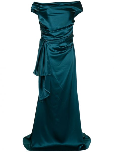 Vestido de noche de raso Talbot Runhof verde