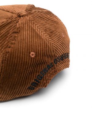 Haftowana czapka z daszkiem sztruksowa Dsquared2 brązowa
