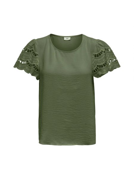Spitzen t-shirt mit kurzen ärmeln Jacqueline De Yong grün