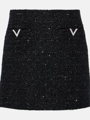 Tvídové mini sukně Valentino černé