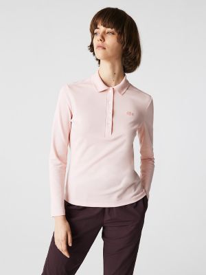 Polo con botones slim fit manga larga Lacoste rosa