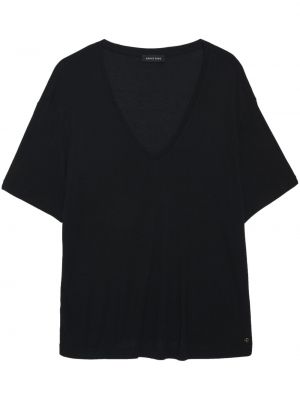 T-shirt mit v-ausschnitt Anine Bing schwarz