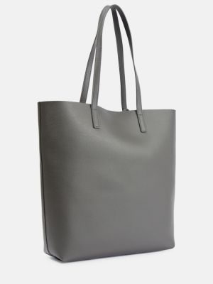 Kožená nákupná taška Saint Laurent sivá