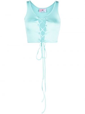 Crop top cu șireturi fără mâneci din dantelă Chiara Ferragni albastru