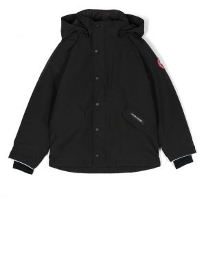 Huppari pitkä takki tytöille Canada Goose Kids musta