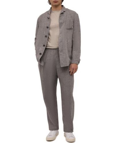 Льняной костюм Giorgio Armani, серый