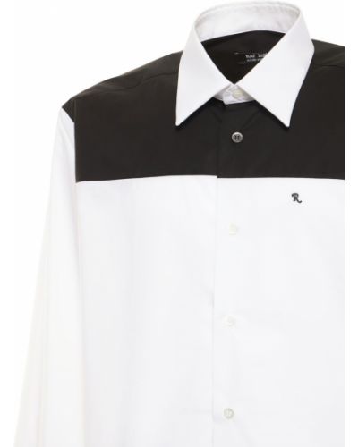 Koszula bawełniana z nadrukiem oversize Raf Simons biała