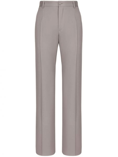 Vlněné rovné kalhoty Dolce & Gabbana šedé