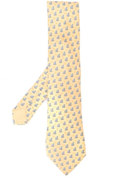 Corbata con estampado Hermès amarillo