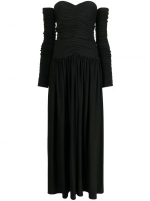 Viskózové dlouhé šaty s dlouhými rukávy Rosetta Getty - černá