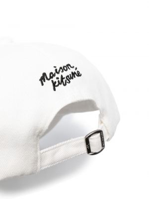 Bavlněný čepice Maison Kitsuné bílý