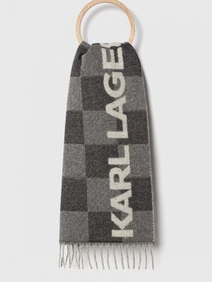 Вълнен шал с принт Karl Lagerfeld сиво