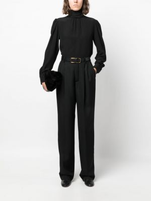 Proste spodnie wełniane plisowane Armarium czarne