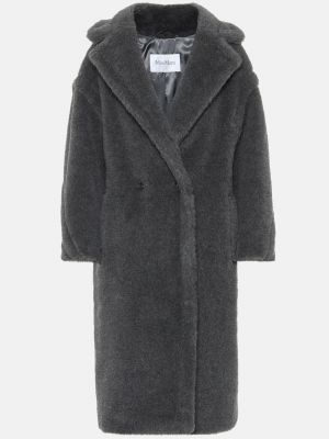 Серое шерстяное пальто из альпаки Max Mara