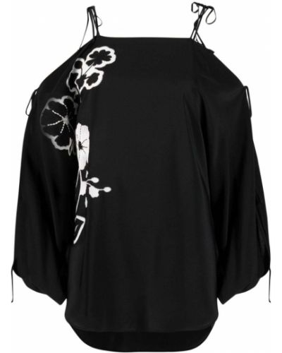 Blusa con bordado de flores Ermanno Scervino negro