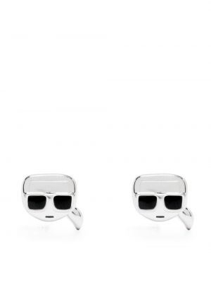 Boucles d'oreilles à imprimé Karl Lagerfeld argenté