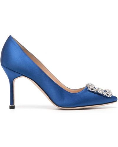 Satin pumps Manolo Blahnik blau