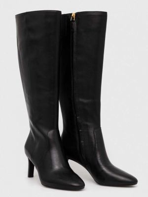 Usnjene škornji Lauren Ralph Lauren črna