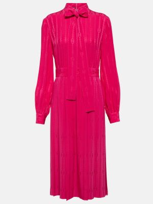 Жакардова копринена миди рокля Gucci розово