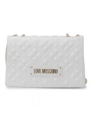 Pikowana torba na ramię Love Moschino biała