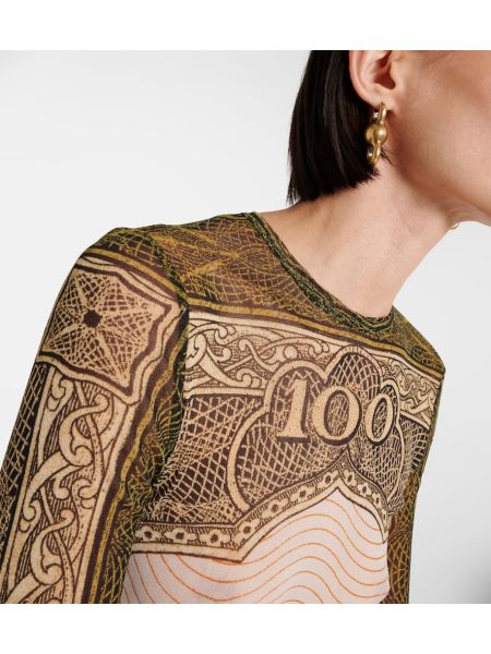Dlouhé šaty s potiskem se síťovinou Jean Paul Gaultier
