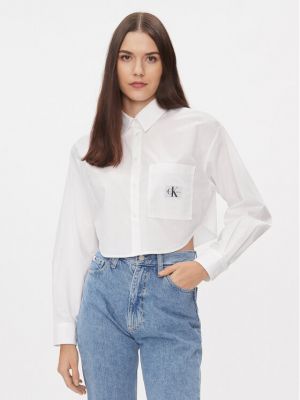 Koszula jeansowa bawełniana Calvin Klein Jeans biała