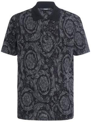 Medvilninis polo marškinėliai Versace pilka