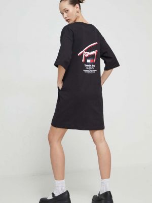 Oversized bavlněné mini šaty Tommy Jeans černé