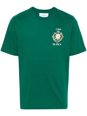 T-shirt en coton à imprimé Casablanca vert