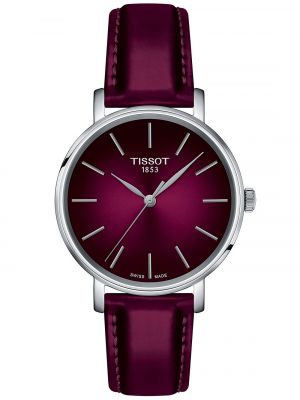 Кожаные часы из искусственной кожи Tissot розовые
