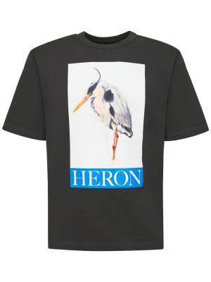 Памучна тениска с принт от джърси Heron Preston черно