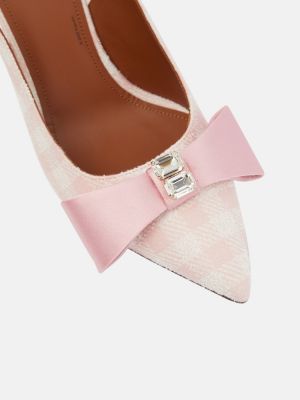Полуотворени обувки от туид с отворена пета Malone Souliers розово