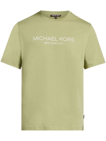 Kokvilnas t-krekls ar apdruku Michael Kors zaļš