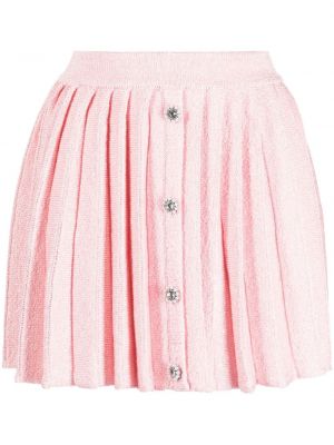 Plisirana pletena mini suknja Self-portrait ružičasta