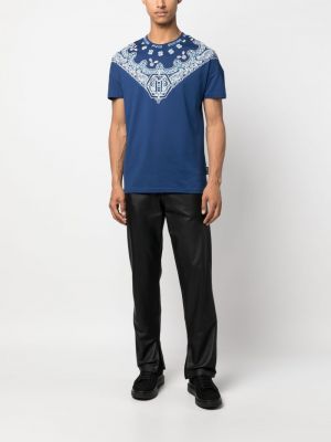T-krekls ar apdruku ar lāsīšu rakstu Philipp Plein zils