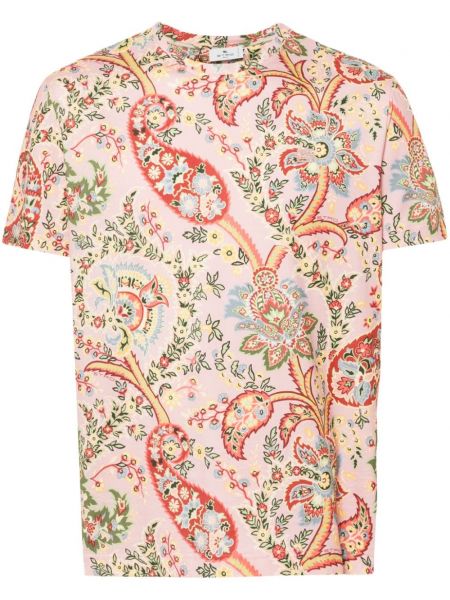 Paisley painettu kukka- t-paita Etro pinkki