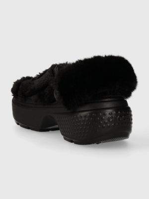 Papuci cu platformă matlasate Crocs negru