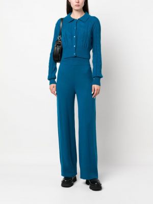Pletené kašmírové rovné kalhoty Ermanno Scervino modré