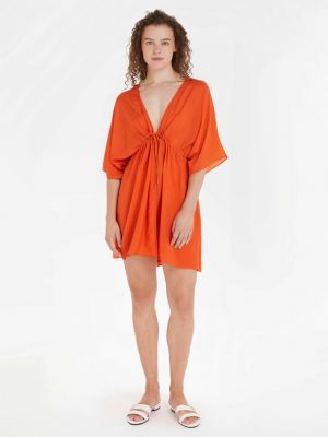 Mini ruha Tommy Hilfiger narancsszínű
