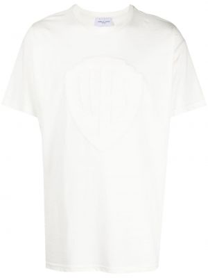 Βαμβακερή μπλούζα με κέντημα Family First λευκό