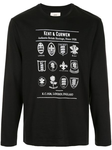 Camiseta de manga larga manga larga Kent & Curwen negro