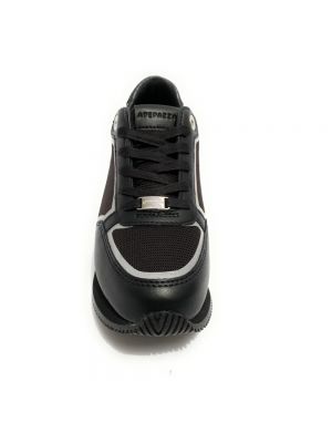 Sneakersy skórzane na koturnie Apepazza czarne
