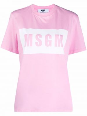 T-shirt con stampa Msgm rosa