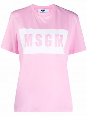 Trykt bomull t-skjorte Msgm rosa