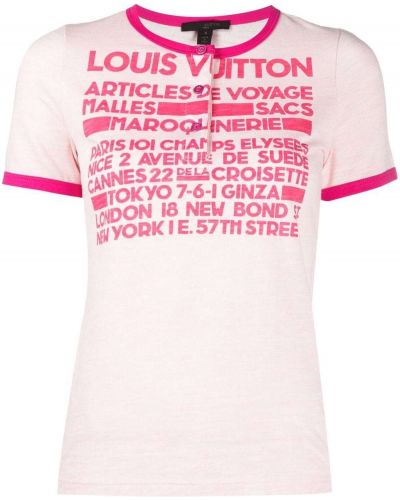 T-shirt z printem Louis Vuitton, różowy