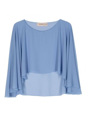 Μπλούζα με διαφανεια ντραπέ Blanca Vita μπλε