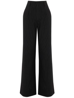 Pletené pruhované kalhoty Trendyol černé